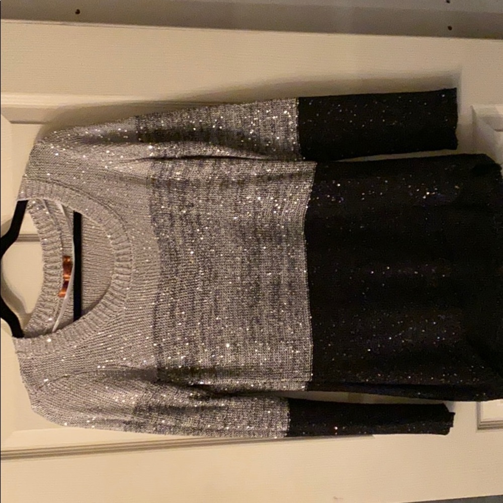 Belldini Sparkly Ombré High Low Sweater